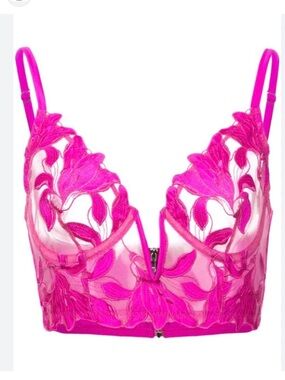 Fleur du Mal Lily lace longline demi bra pink 34C